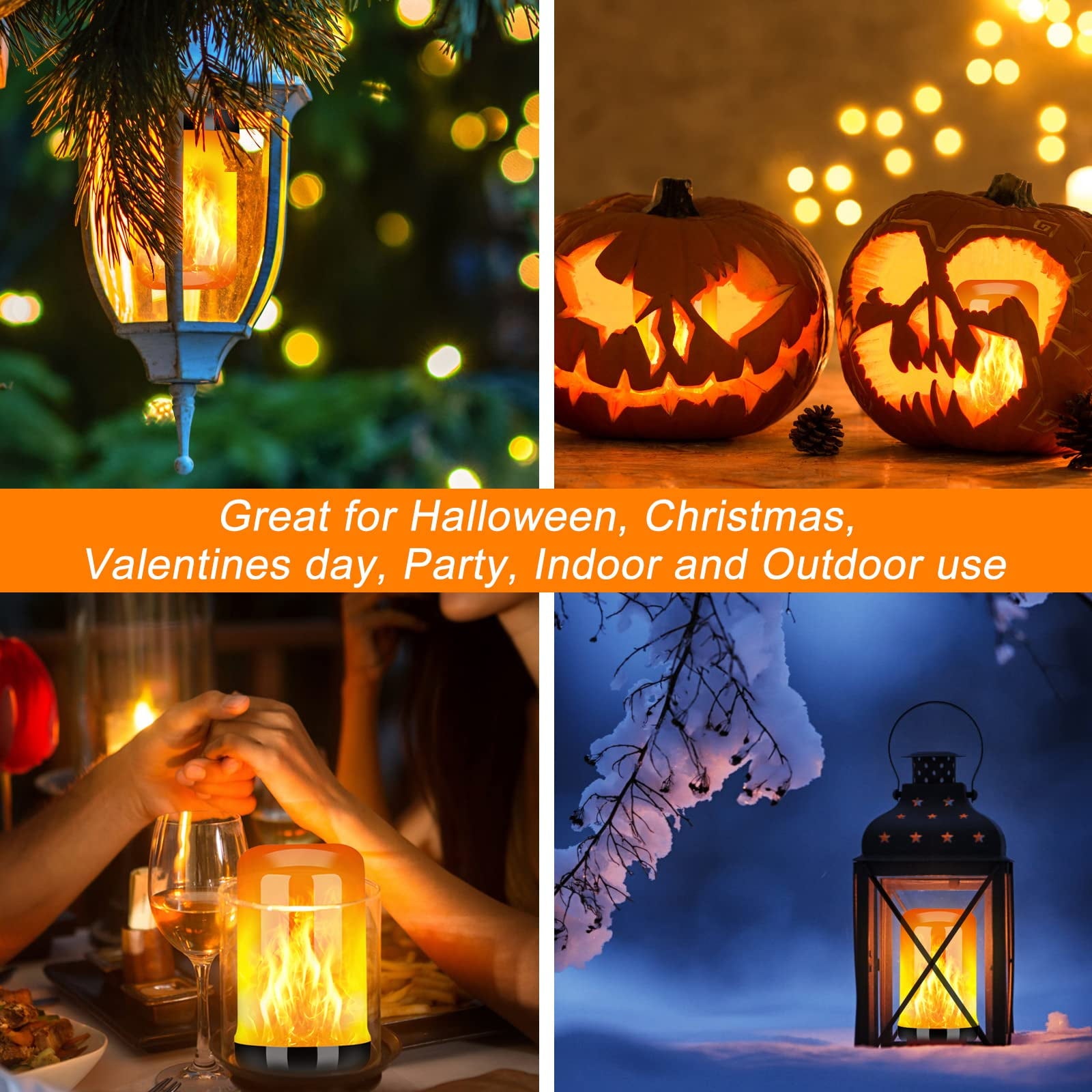 GKcity Upgraded LED Flame Light Bulb, 4 Modes Fire Flame Light Bulbs with Upside Down Effect, E26 Base Flickering Light Bulbs for Halloween, Party, Outdoor, Indoor, Halloween Decor (2 Pack)