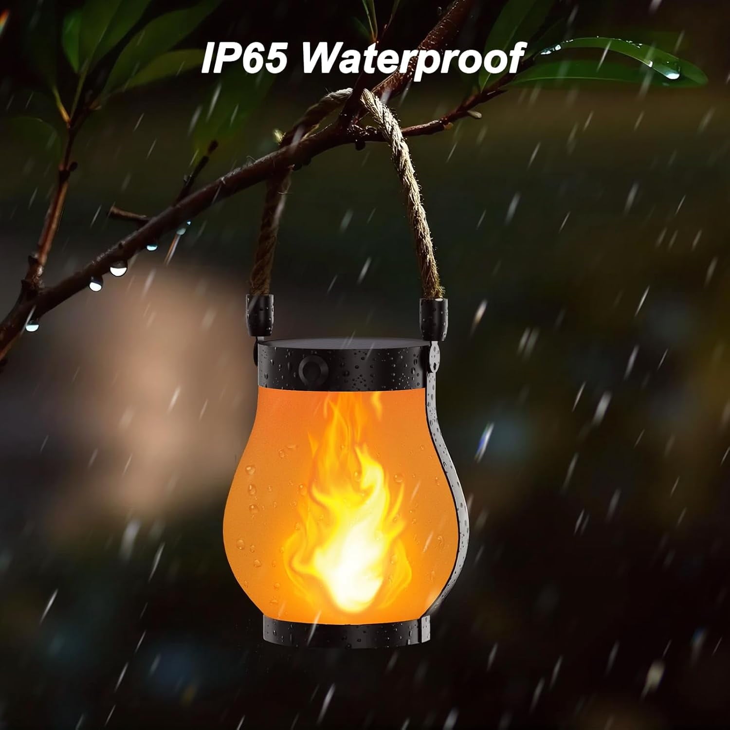 Gkcity Solar Lanterns Outdoor with Ultra-Real Flame, Dual Charging (USB/Solar) & 2 Modes - Waterproof Decorative Hanging/Table Lights for Yard Patio Garden Gift Halloween Easter Decoration, 1 Pack