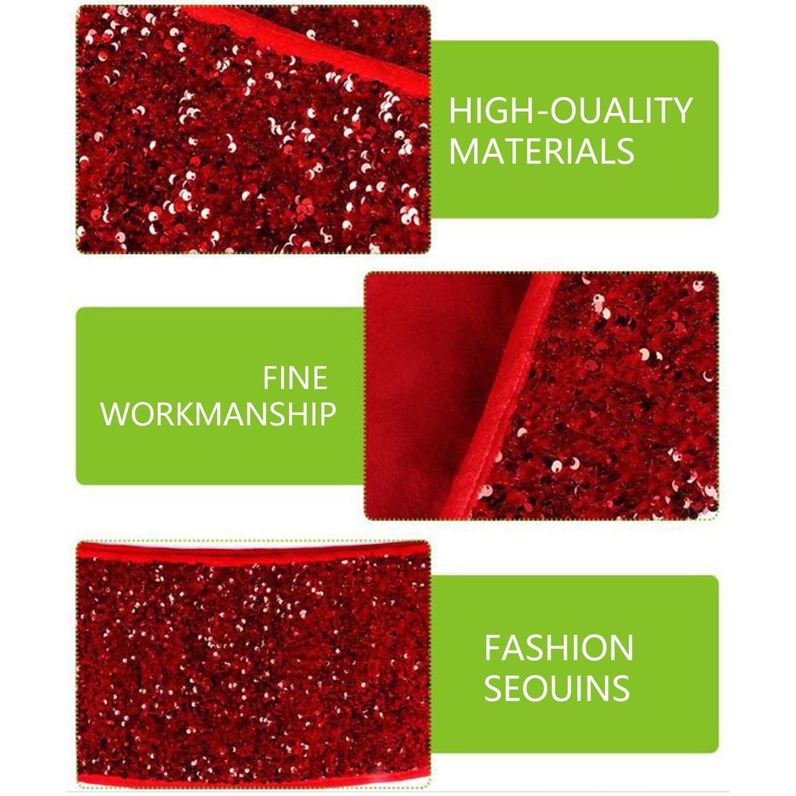 Christmas Tree Collar with Sparkling Sequin Tree Skirt 23.6in Round Sparkle Christmas Tree Base Velvet Tree Skirts Xmas Tree Trunk Cover for Holiday Christmas Home Decor (Red)