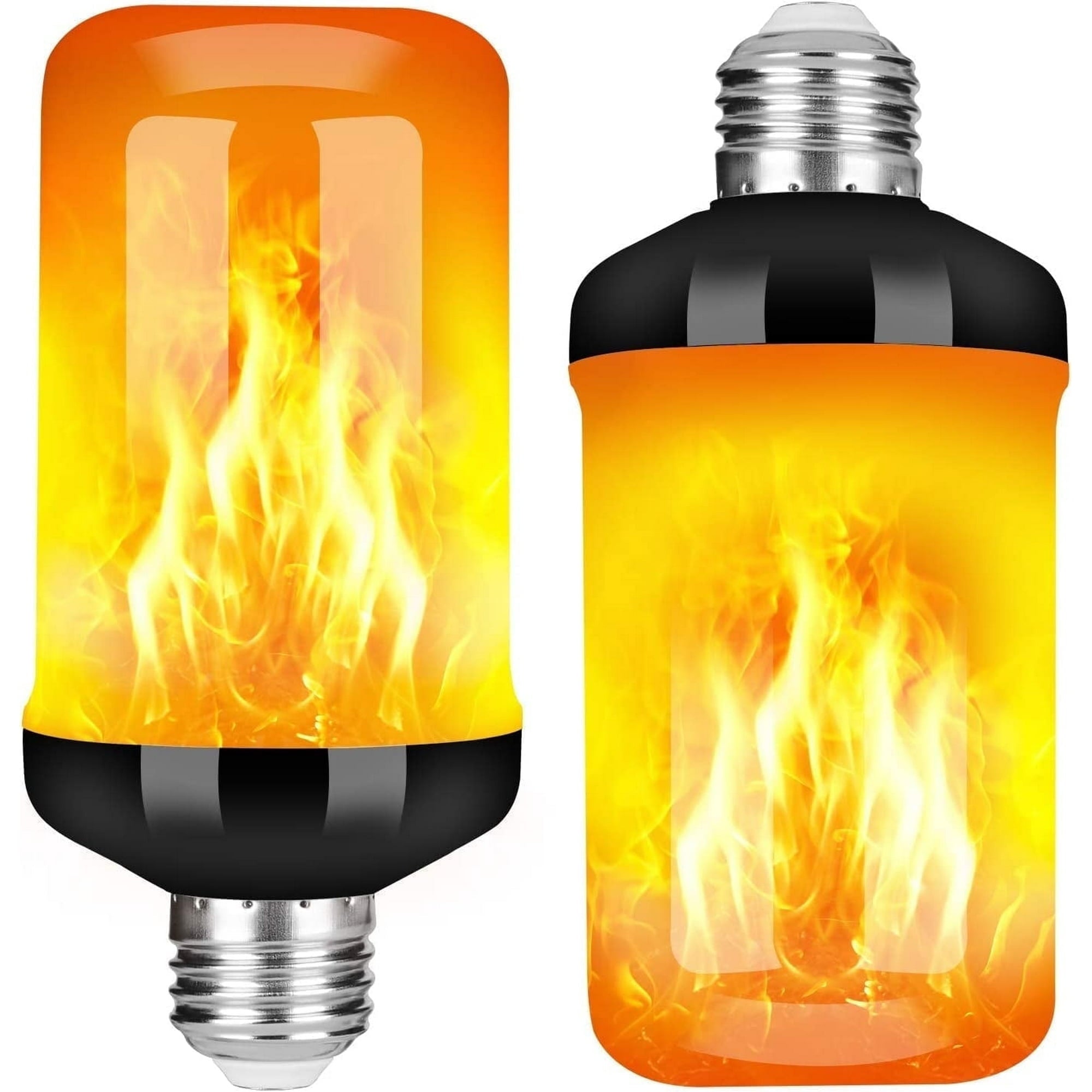 GKcity Upgraded LED Flame Light Bulb, 4 Modes Fire Flame Light Bulbs with Upside Down Effect, E26 Base Flickering Light Bulbs for Halloween, Party, Outdoor, Indoor, Halloween Decor (2 Pack)