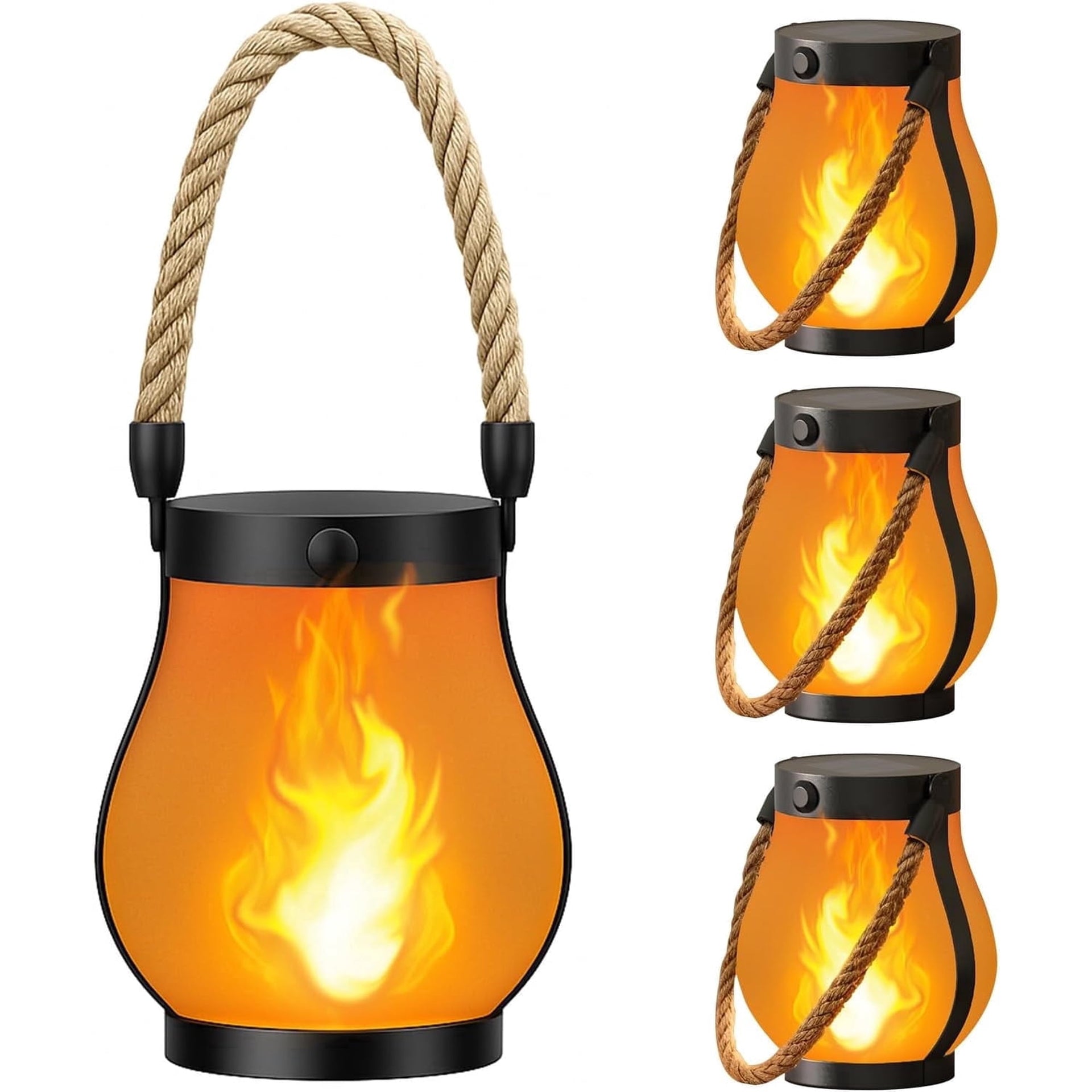 Gkcity Solar Lanterns Outdoor with Ultra-Real Flame, Dual Charging (USB/Solar) & 2 Modes - Waterproof Decorative Hanging/Table Lights for Yard Patio Garden Gift Halloween Easter Decoration, 1 Pack