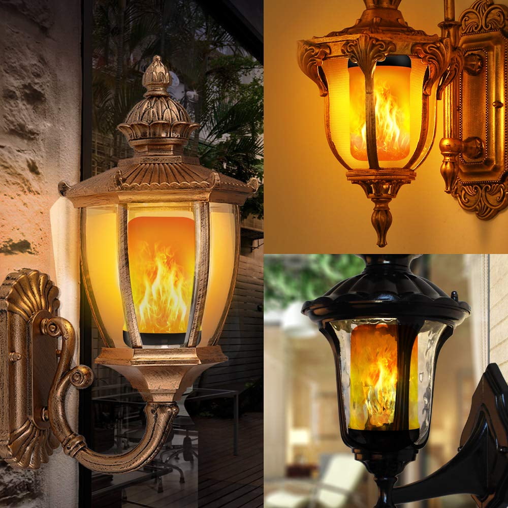 GKcity Upgraded LED Flame Light Bulb, 4 Modes Fire Flame Light Bulbs with Upside Down Effect, E26 Base Flickering Light Bulbs for Halloween, Party, Outdoor, Indoor, Halloween Decor (2 Pack)
